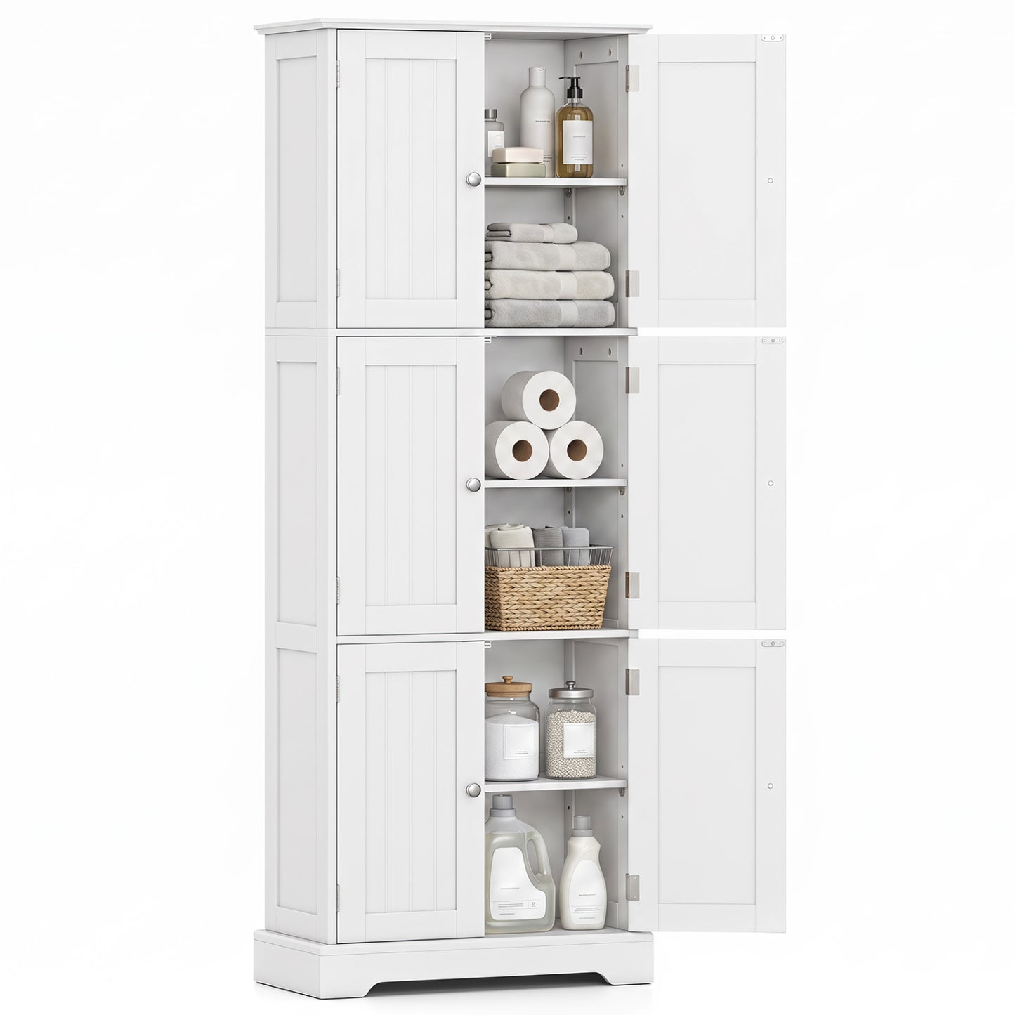 63-Inch Tall Bathroom Storage Cabinet with 6 Doors