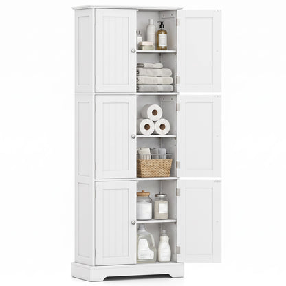 63-Inch Tall Bathroom Storage Cabinet with 6 Doors