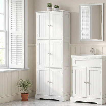 63-Inch Tall Bathroom Storage Cabinet with 6 Doors