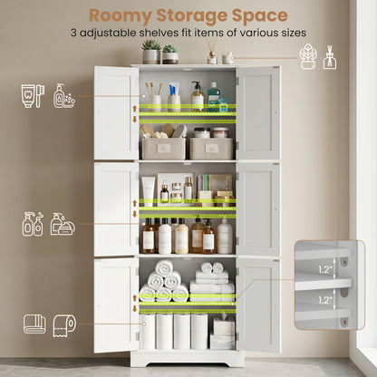 63-Inch Tall Bathroom Storage Cabinet with 6 Doors