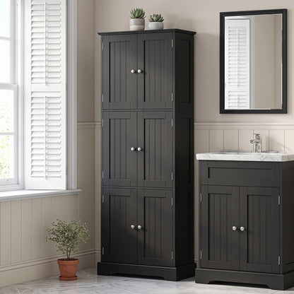 63-Inch Tall Bathroom Storage Cabinet with 6 Doors
