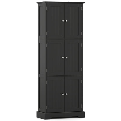 63-Inch Tall Bathroom Storage Cabinet with 6 Doors