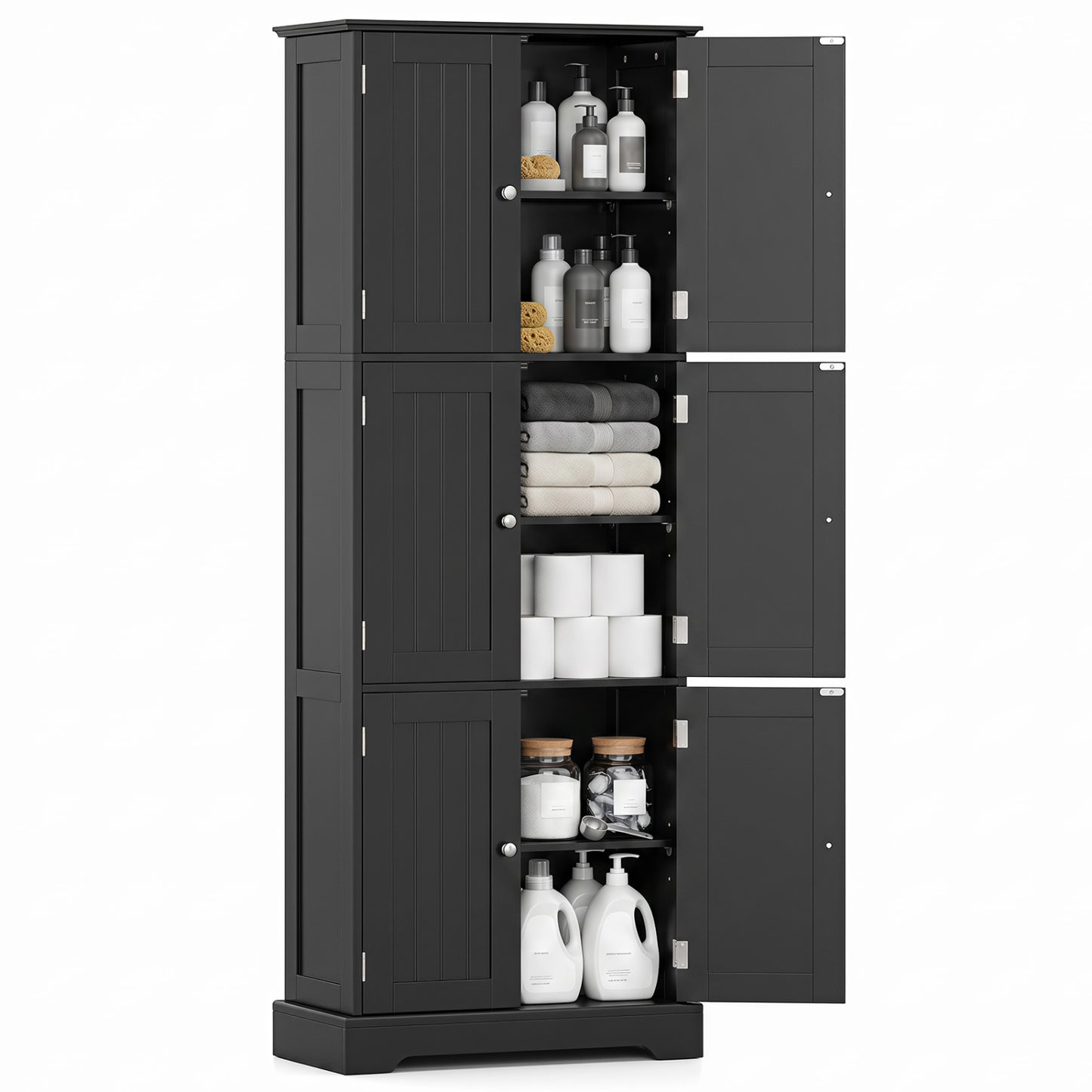 63-Inch Tall Bathroom Storage Cabinet with 6 Doors