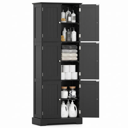 63-Inch Tall Bathroom Storage Cabinet with 6 Doors