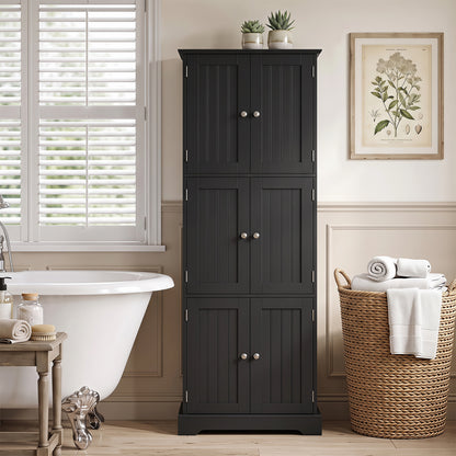 63-Inch Tall Bathroom Storage Cabinet with 6 Doors