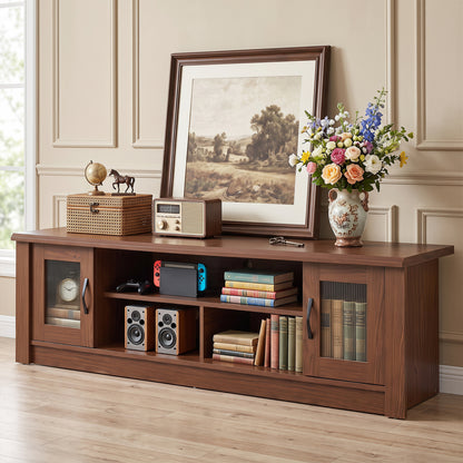 63" Farmhouse TV Stand for 70" TVs with Fluted Doors