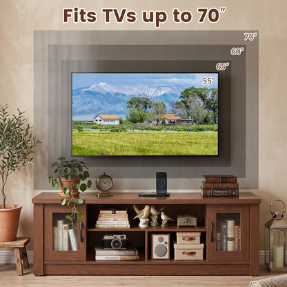 63" Farmhouse TV Stand for 70" TVs with Fluted Doors
