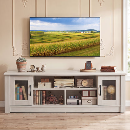 63" Farmhouse TV Stand for 70" TVs with Fluted Doors