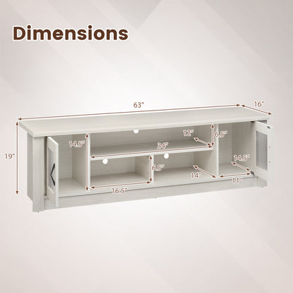 63" Farmhouse TV Stand for 70" TVs with Fluted Doors