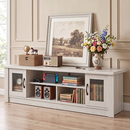 63" Farmhouse TV Stand for 70" TVs with Fluted Doors
