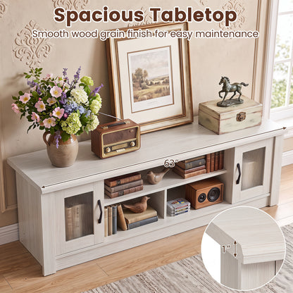 63" Farmhouse TV Stand for 70" TVs with Fluted Doors