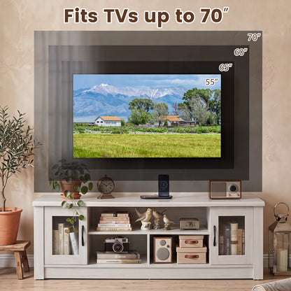 63" Farmhouse TV Stand for 70" TVs with Fluted Doors