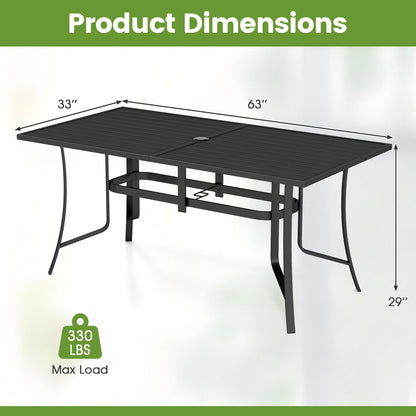 63" x 33" Rectangle Metal Patio Dining Table for 6