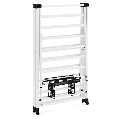 64 Inches Clothes Drying Rack with Height Adjustable Wings-White
