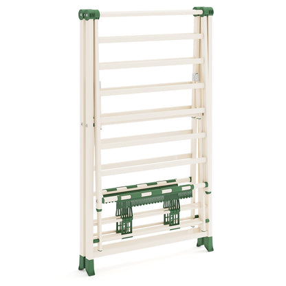 64 Inches Clothes Drying Rack with Height Adjustable Wings-Beige
