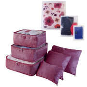 9Pcs Purple Clothes Storage Bags Travel Luggage Organizer