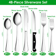 48-Piece Silverware Set Stainless Steel