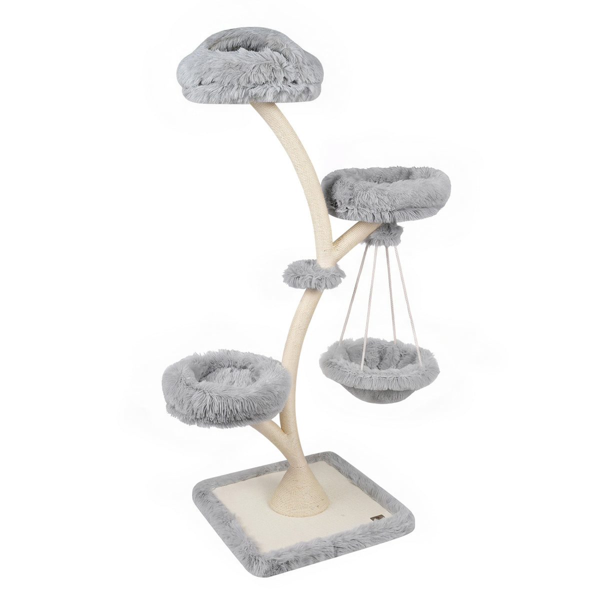 66.5" Multi-Level Modern Cat Tower with Top Perch 2 Beds Hammock and Sisal Posts