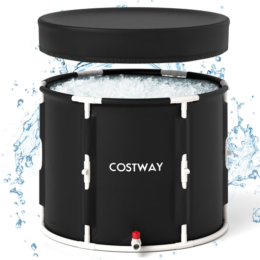 66 Gal Foldable Ice Bath Tub with Lid for Adult