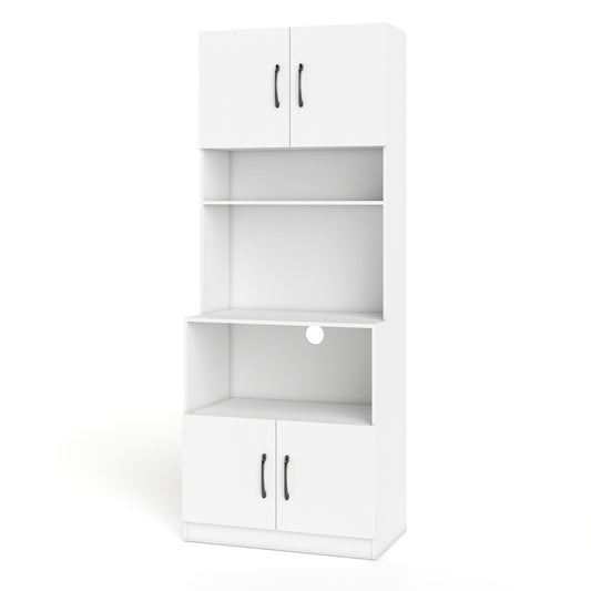 66 Inch Kitchen Pantry Cabinet with Charging Station and Adjustable Shelves for Dining Room