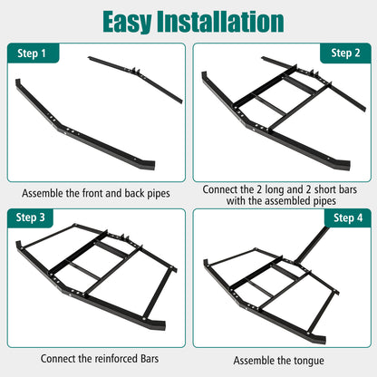66" Wide Driveway Drag Tow Behind Landscape Leveling Rake with Reinforced Bars-Black