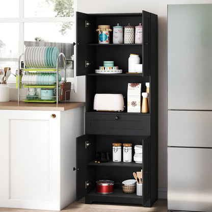 67.5 Inch Tall Modern Freestanding Floor Storage Cabinet with 4 Doors and 1 Drawer-Black
