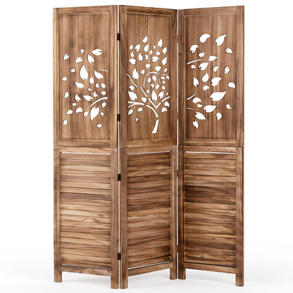 3-Panel Folding Room Divider 67" with Tree Cutout Design