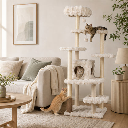 Multi-Level Cat Tree 67 Inch with Condo and Perch