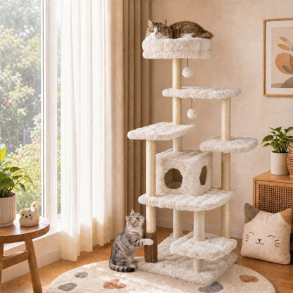 Multi-Level Cat Tree 67 Inch with Condo and Perch