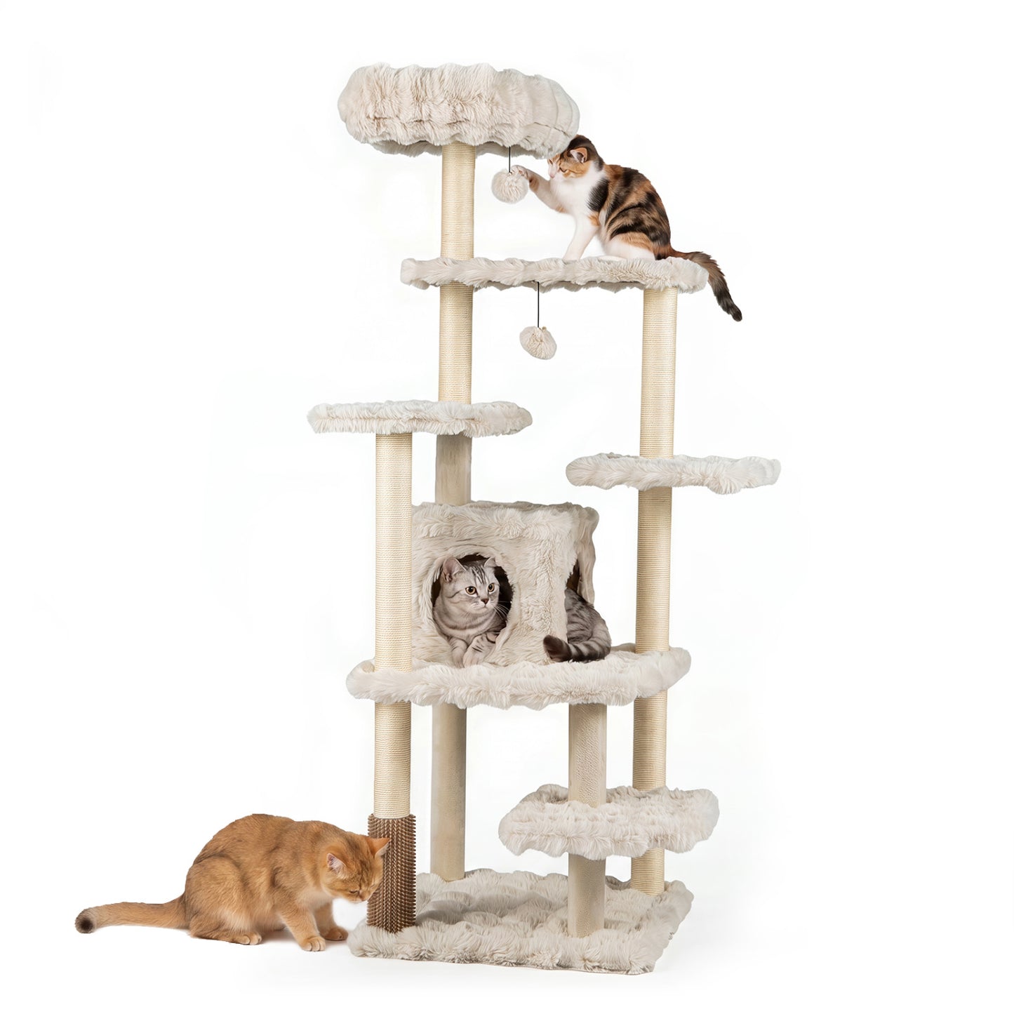 Multi-Level Cat Tree 67 Inch with Condo and Perch