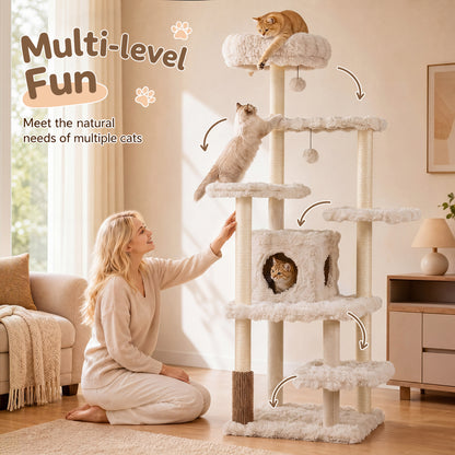 Multi-Level Cat Tree 67 Inch with Condo and Perch