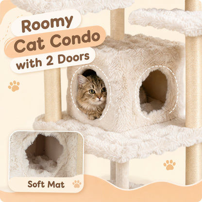 Multi-Level Cat Tree 67 Inch with Condo and Perch