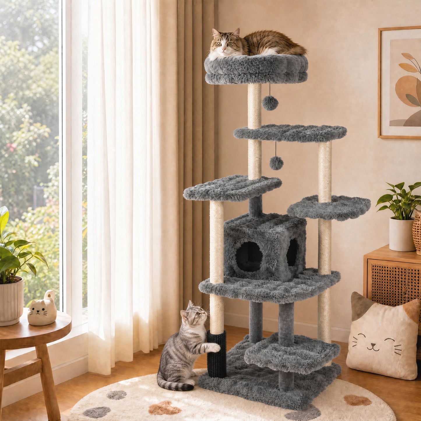 Multi-Level Cat Tree 67 Inch with Condo and Perch