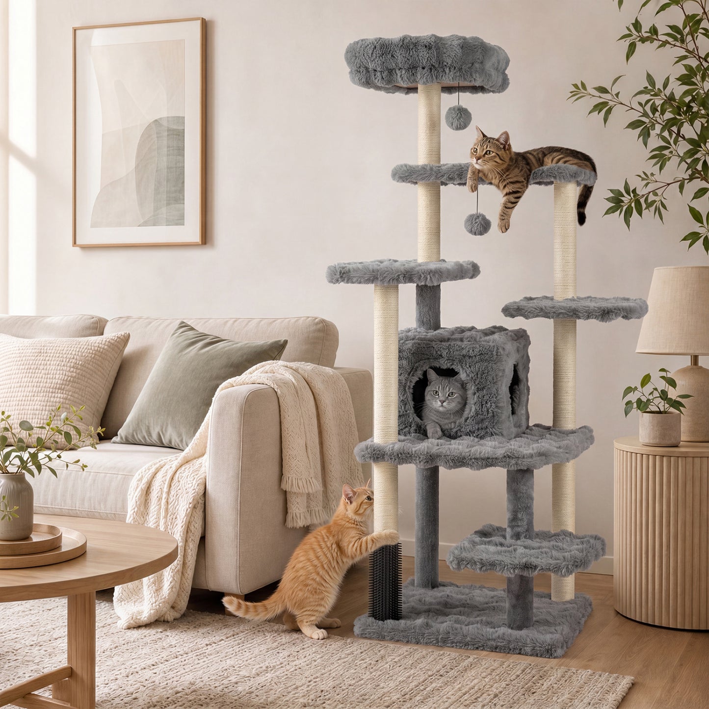 Multi-Level Cat Tree 67 Inch with Condo and Perch