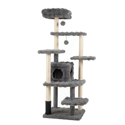 Multi-Level Cat Tree 67 Inch with Condo and Perch