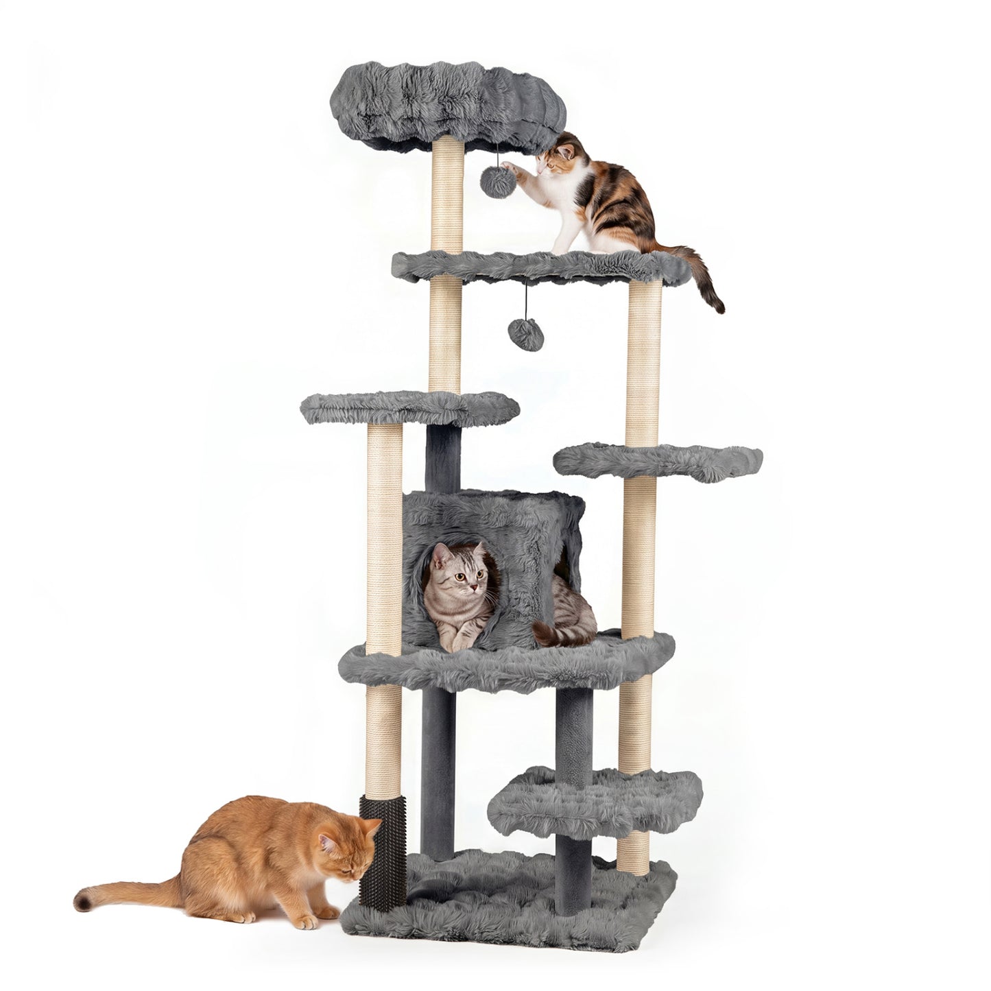 Multi-Level Cat Tree 67 Inch with Condo and Perch