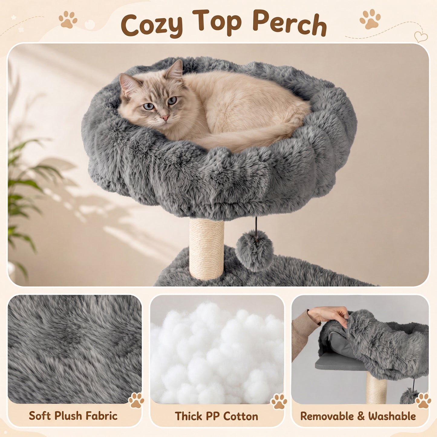 Multi-Level Cat Tree 67 Inch with Condo and Perch