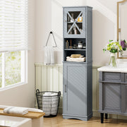 67 Inch Tall Bathroom Cabinet Freestanding Storage Cabinet with 5 Adjustable Shelves-Gray