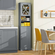 67 Inch Tall Bathroom Cabinet Freestanding Storage Cabinet with 5 Adjustable Shelves-Gray