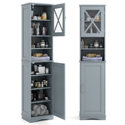 67 Inch Tall Bathroom Cabinet Freestanding Storage Cabinet with 5 Adjustable Shelves-Gray