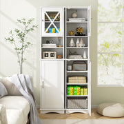 67 Inch Tall Bathroom Cabinet Freestanding Storage Cabinet with 5 Adjustable Shelves-White