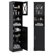 67 Inch Tall Bathroom Cabinet Freestanding Storage Cabinet with 5 Adjustable Shelves-Black