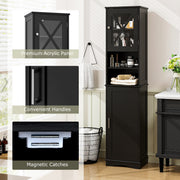 67 Inch Tall Bathroom Cabinet Freestanding Storage Cabinet with 5 Adjustable Shelves-Black