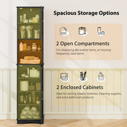 67 Inch Tall Bathroom Cabinet Freestanding Storage Cabinet with 5 Adjustable Shelves-Black