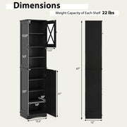 67 Inch Tall Bathroom Cabinet Freestanding Storage Cabinet with 5 Adjustable Shelves-Black