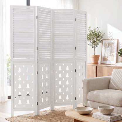 6-Panel Wood Room Divider with Tree Pattern - 67" Tall