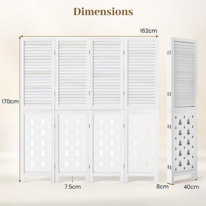 6-Panel Wood Room Divider with Tree Pattern - 67" Tall