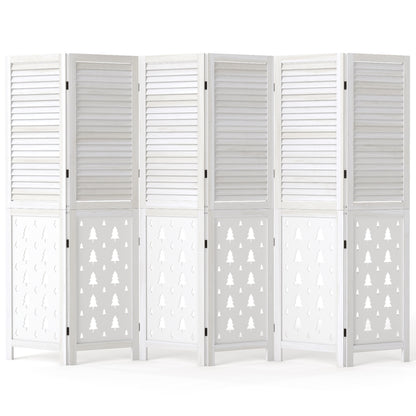 6-Panel Wood Room Divider with Tree Pattern - 67" Tall
