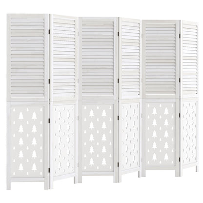 6-Panel Wood Room Divider with Tree Pattern - 67" Tall