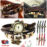 Vintage Women\'s Watch Bohemian Handmade Leather Watch Quartz Wrist Watch Fashion